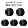 FONTINI - Lot de 5 prises avec terre Garby Colonial – Porcelaine noire – Design rétro élégant – Installation encastrée-FONTINI - vignette