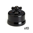 FONTINI - Lot de 10 Interrupteurs Va-et-Vient FONTINI Garby Colonial – Rétro en Porcelaine Noire – Style Vintage, Installation Encastrable-FONTINI - vignette