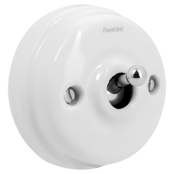 FONTINI - Interrupteur va-et-vient - Gamme Dimbler porcelaine blanche manette et vis chrome brillant - Sans passe-câble 250V 10AX - Vintage-FONTINI - large
