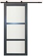 GD MENUISERIES - Porte Coulissante Blakeria Vitrée Gris Anthr H204 x L93 cm, Rail roulettes - vignette