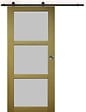 GD MENUISERIES - Porte Coulissante Ayous 3 Panneaux Gris Clair H204 x L73 cm, Rail Roulettes, Coquilles - vignette