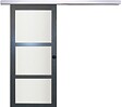 GD MENUISERIES - Porte Coulissante Blakeria Gris Anthr Vitrée H204 x L93 cm, Rail Alu, Coquilles Noir - vignette