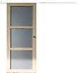 GD MENUISERIES - Porte Coulissante Ayous 3 Panneaux Gris Clair H204 x L83 cm, Rail alu Bandeau Blanc, Coquilles - vignette