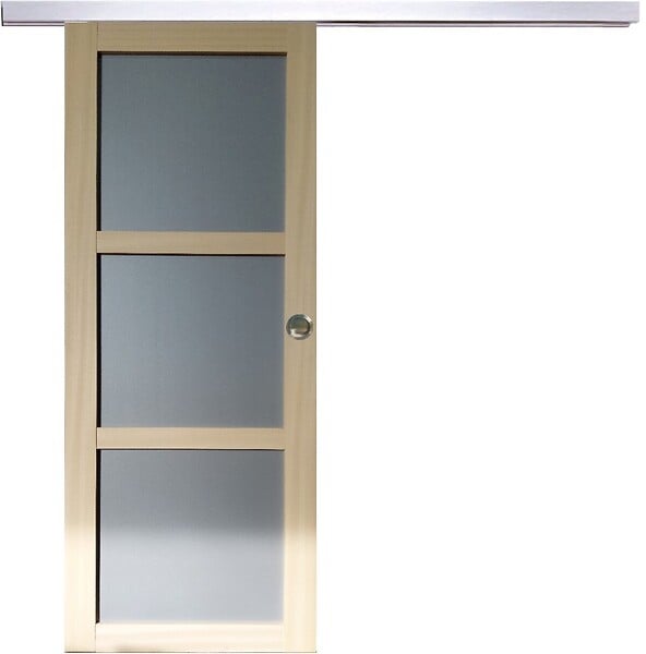 GD MENUISERIES - Porte Coulissante Ayous 3 Panneaux Gris Clair H204 x L83 cm,Rail Alu, coquilles - large