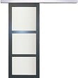 GD MENUISERIES - Porte Coulissante Blakeria Gris Anthr Vitrée H204 x L93 cm, Rail Alu - vignette