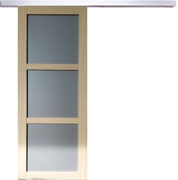 GD MENUISERIES - Porte Coulissante Ayous 3 Panneaux Gris Clair H204 x L73 cm, Rail Alu - large