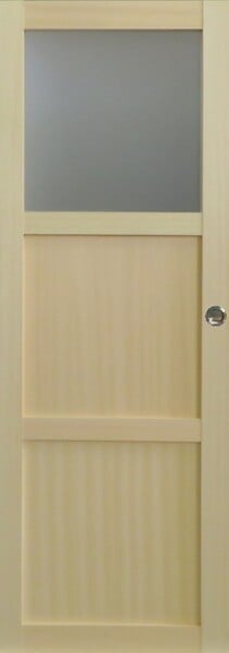 GD MENUISERIES - Porte Coulissante bois Ayous 2 Panneaux, 1 Vitrage H204 x L83 cm, Coquilles - large