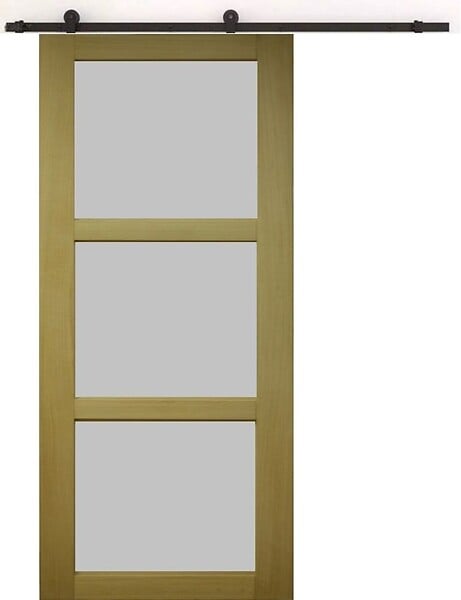 GD MENUISERIES - Porte Coulissante Ayous 3 Panneaux Gris Clair H204 x L83 cm, Rail roulettes - large