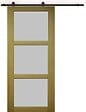 GD MENUISERIES - Porte Coulissante Ayous 3 Panneaux Gris Clair H204 x L83 cm, Rail roulettes - vignette