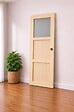 GD MENUISERIES - Porte Coulissante bois Ayous 2 Panneaux, 1 Vitrage H204 x L73 cm, Coquilles - vignette
