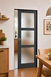 GD MENUISERIES - Porte Coulissante Blakeria Vitrée Gris Anthr H204 x L73 cm, Galandage - vignette