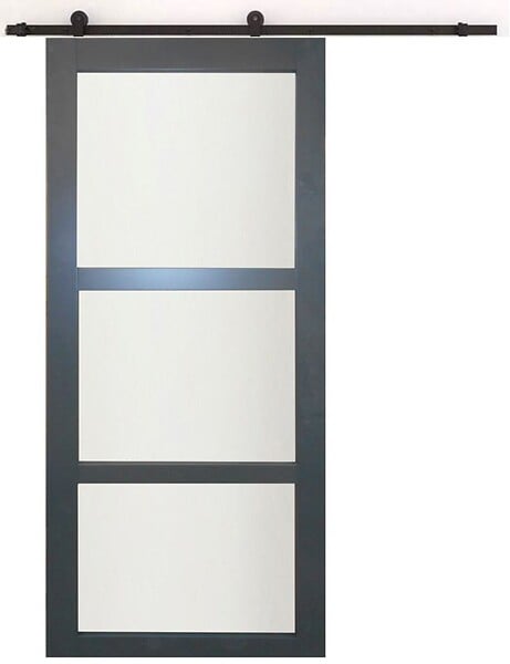 GD MENUISERIES - Porte Coulissante Blakeria Gris Anthr Vitrée H204 x L73 cm, Rail roulettes - large