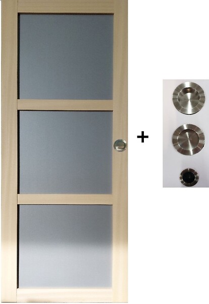 GD MENUISERIES - Porte Coulissante Ayous 3 Panneaux Gris Clair H204 x L73 cm, coquilles, tire doigt - large