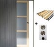 GD MENUISERIES - Porte Coulissante Ayous 3 Panneaux Gris Clair H204 x L73 cm, Galandage, kit finition (coquille et tire doigt) - vignette