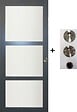 GD MENUISERIES - Porte Coulissante Blakeria Gris Anthr Vitrée H204 x L83 cm, coquilles, tire doigt - vignette
