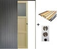 GD MENUISERIES - Porte Coulissante Ayous 2 Panneaux, 1 Vitrage H204 x L73 cm, Galandage, kit finition (coquille et tire doigt) - vignette
