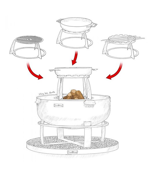 COOK KING - Braséro VIKING XXL 80cm acier profond couvercle CookKing PACK-111562-2 - large