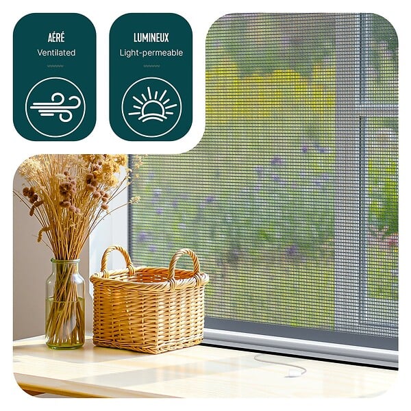VOUNOT - Store moustiquaire pour fenetre enroulable et recoupable en pvc L150 x H160 cm Blanc - large