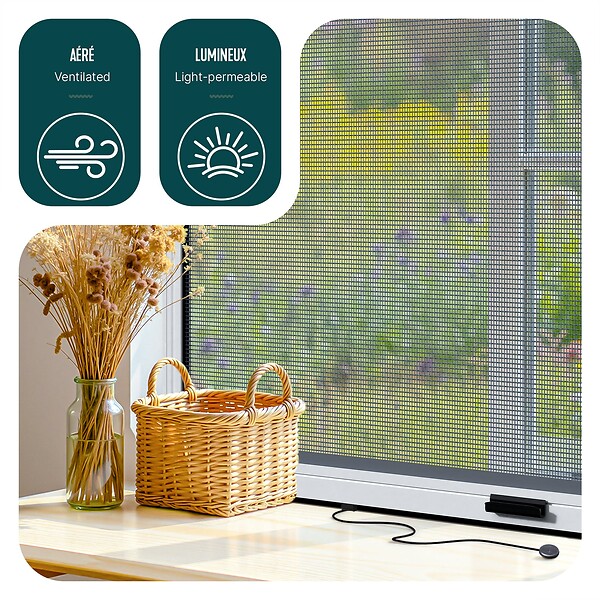 VOUNOT - Store moustiquaire pour fenetre enroulable et recoupable en aluminium L80 x H130 cm Blanc - large