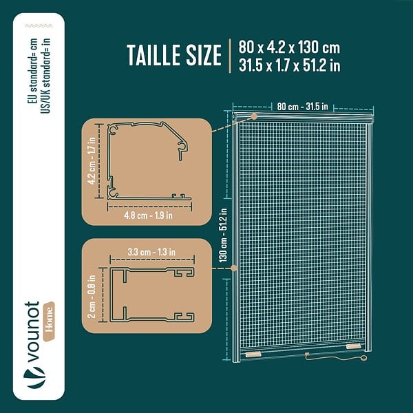 VOUNOT - Store moustiquaire pour fenetre enroulable et recoupable en aluminium L80 x H130 cm Blanc - large