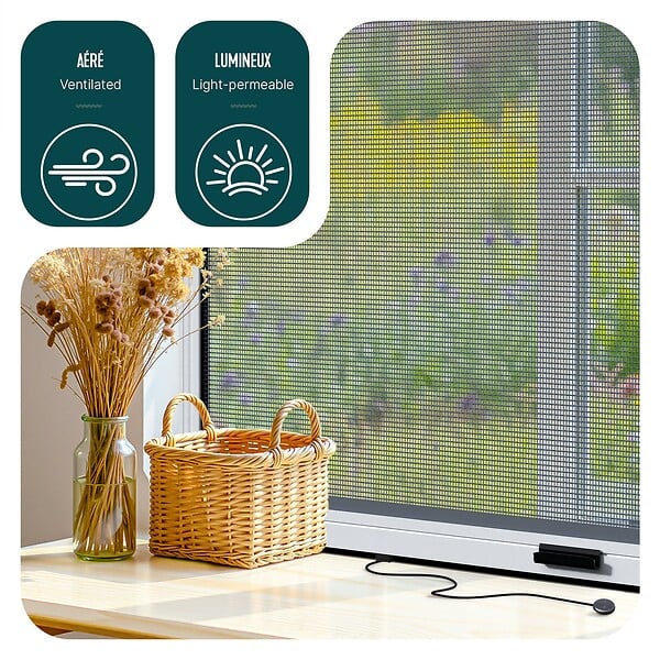 VOUNOT - Store moustiquaire pour fenetre enroulable et recoupable en aluminium L150 x H160 cm Blanc - large