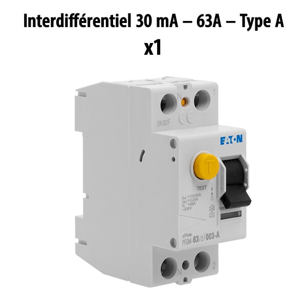 EATON CAPRI - Lot de 2 interrupteurs différentiels 63A – 30 mA – 1 Type A + 1 Type AC - large