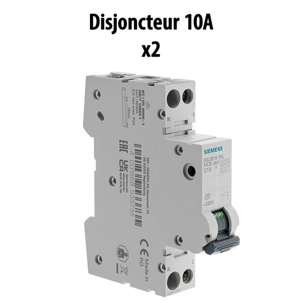 SIEMENS - Lot de 6 disjoncteurs modulaires Ph+N – 2×10A, 2×16A, 2×20A - large