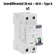 SIEMENS - Lot de 2 interrupteurs différentiels 30 mA – 40A Type A + 40A Type AC – CE / NF - vignette
