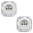 FONTINI - Lot de 2 prises Garby Colonial – Porcelaine blanche – Installation encastrée - vignette