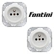 FONTINI - Lot de 2 prises Garby Colonial – Porcelaine blanche – Installation encastrée - vignette