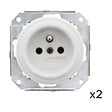 FONTINI - Lot de 2 prises Garby Colonial – Porcelaine blanche – Installation encastrée - vignette