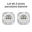 FONTINI - Lot de 2 prises Garby Colonial – Porcelaine blanche – Installation encastrée - vignette