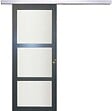 GD MENUISERIES - Porte Coulissante Blakeria Gris Anthr Vitrée H204 x L73 cm, Rail Alu, coquilles - vignette