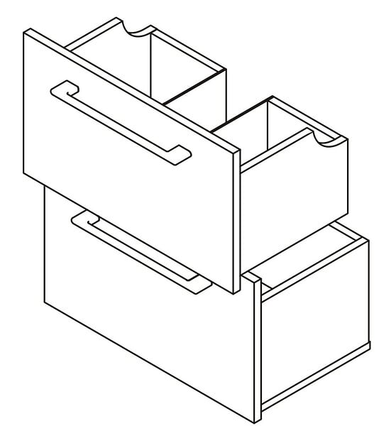 VIF - Set 2 tiroirs U de salle de bain MDF - Blanc - l50xP35xH18cm - large