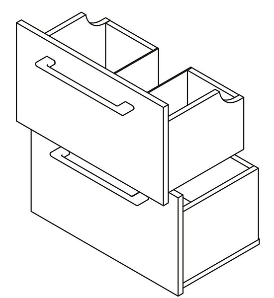 VIF - Set 2 tiroirs en MDF - Blanc - 45x45x1,8cm - large