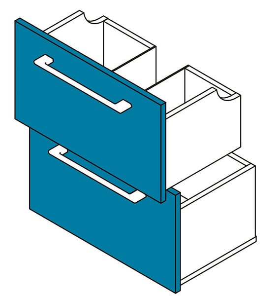 VIF - Set 2 tiroirs en MDF - Bleu - 45x45x1,8cm - large