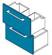 VIF - Set 2 tiroirs U salle de - Bleu MDF - Bleu - l80xP45xH18cm - vignette
