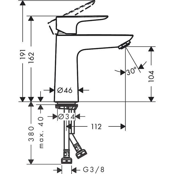 HANSGROHE - Talis E Mitigeur de lavabo 110 CoolStart sans tirette ni vidage, Aspect Doré poli (71714990) - large