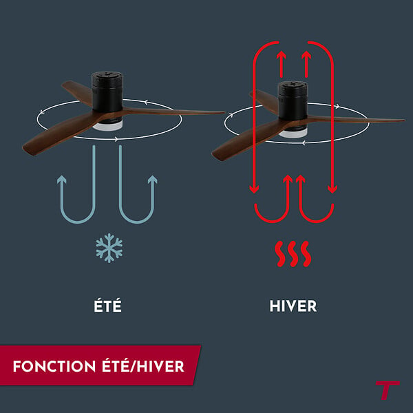 THOMSON - Ventilateur de plafond avec lumière THOMSON NERO avec pales en bois certifié FSC, diamètre de 132 cm et télécommande incluse - large