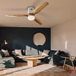 THOMSON - Ventilateur de plafond avec lumière THOMSON NAO avec pales en bois certifié FSC, diamètre de 132 cm et télécommande incluse - vignette