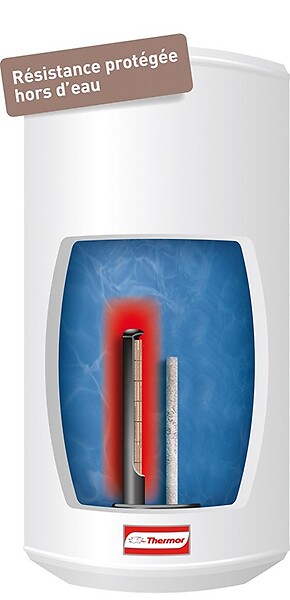 THERMOR - Chauffe-eau électrique Stéatis - Mural vertical Étroit - 1200W - 50L - 1 personne - large