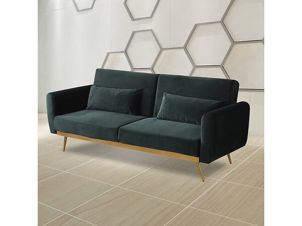 HABITAT ET JARDIN - Canapé Clic Clac en velours "Donia" - 203 x 81 x 83 cm - 3 places - Vert foncé - large