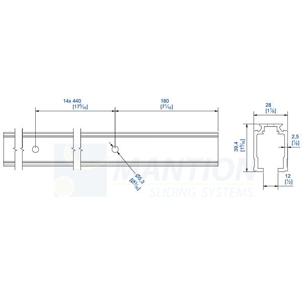 MANTION - Rail alu SAF 81-120kg 3m - MANTION - 13312/300 - large