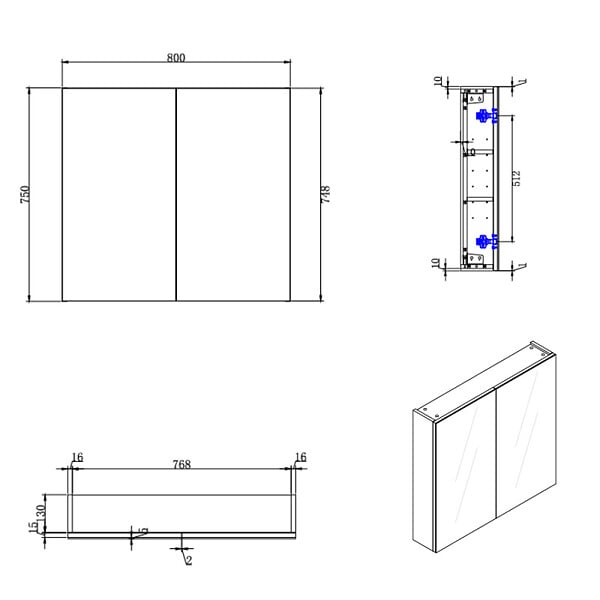 SWISS AQUA TECHNOLOGIES - Armoire de toilette avec miroir intégré, 80x75 cm blanc, SAT B-Way (BWAY80CABW) - large