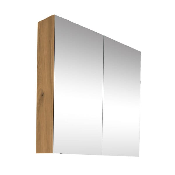 SWISS AQUA TECHNOLOGIES - Armoire de toilette avec miroir intégré, 80x75 cm chêne, SAT B-Way (BWAY80CABOAK) - large