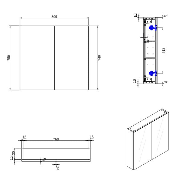 SWISS AQUA TECHNOLOGIES - Armoire de toilette avec miroir intégré, 80x75 cm chêne, SAT B-Way (BWAY80CABOAK) - large