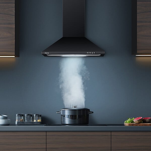 CIARRA - Ciarra Hotte aspirante décorative 60cm hotte de cuisine murale 370m3h 3 vitesses Classe A évacuation ou recyclage filtre charbon NON INCLUS - large