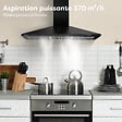 CIARRA - Ciarra Hotte aspirante décorative 90cm hotte de cuisine murale 370m3h 3 vitesses Classe A évacuation ou recyclage filtre charbon NON INCLUS - vignette