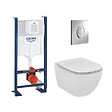 GROHE - Pack WC Rapid SL autoportant + WC sans bride AquaBlade + Abattant slim softclose + Plaque chrome + Set isolation phonique - vignette