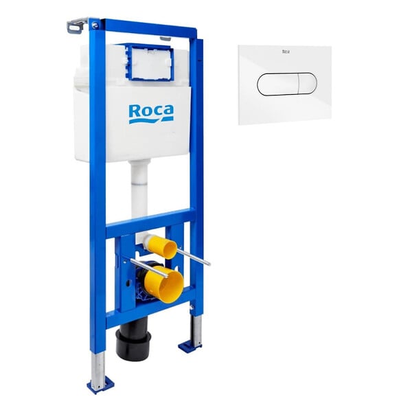 ROCA - Bâti-support WC suspendu, installation sur cloison légère, hauteur 112 cm, chasse 2/4-6 L + plaque blanche (ROW01-FR) - large
